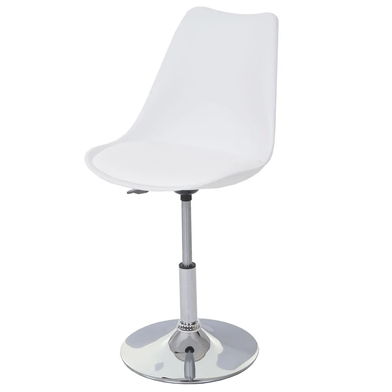 Lot de 6 chaises pivotantes réglables en hauteur en PVC rotatif en PVC et plastique blanc piètement chromé 04_0000704