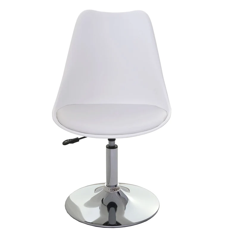 Lot de 6 chaises pivotantes réglables en hauteur en PVC rotatif en PVC et plastique blanc piètement chromé 04_0000704