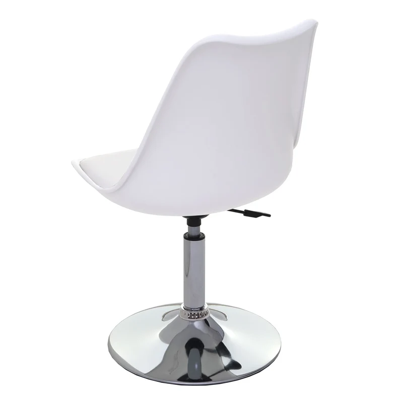 Lot de 6 chaises pivotantes réglables en hauteur en PVC rotatif en PVC et plastique blanc piètement chromé 04_0000704