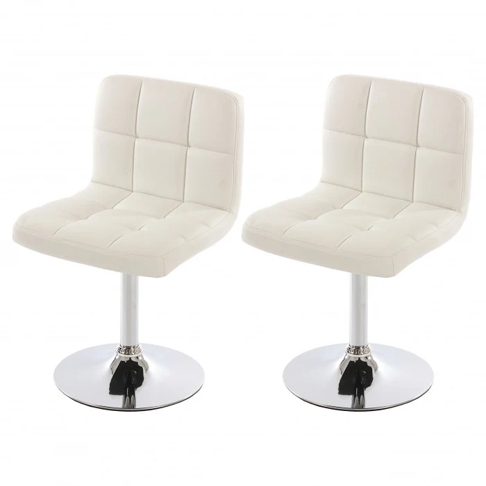 Lot de 2 chaises fauteuils de salle à manger en synthétique blanc CDS04069