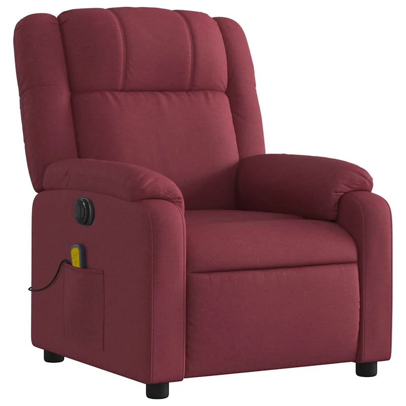 Fauteuil de relaxation TV fonction massage inclinable électrique 6 points de massage en tissu rouge bordeaux DEC027248