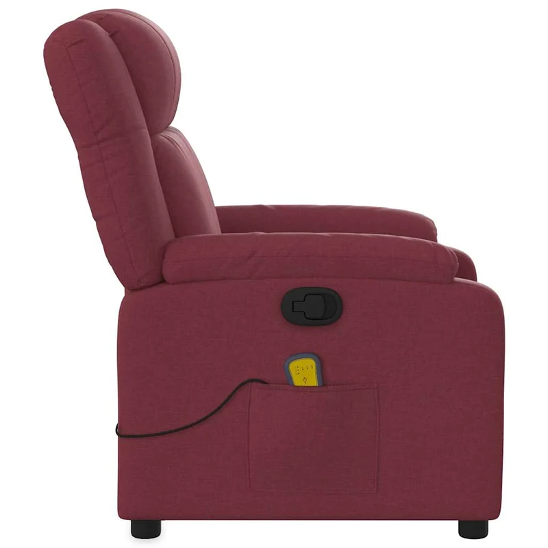 Fauteuil de relaxation TV fonction massage inclinable 6 points de massage en tissu rouge bordeaux DEC027096