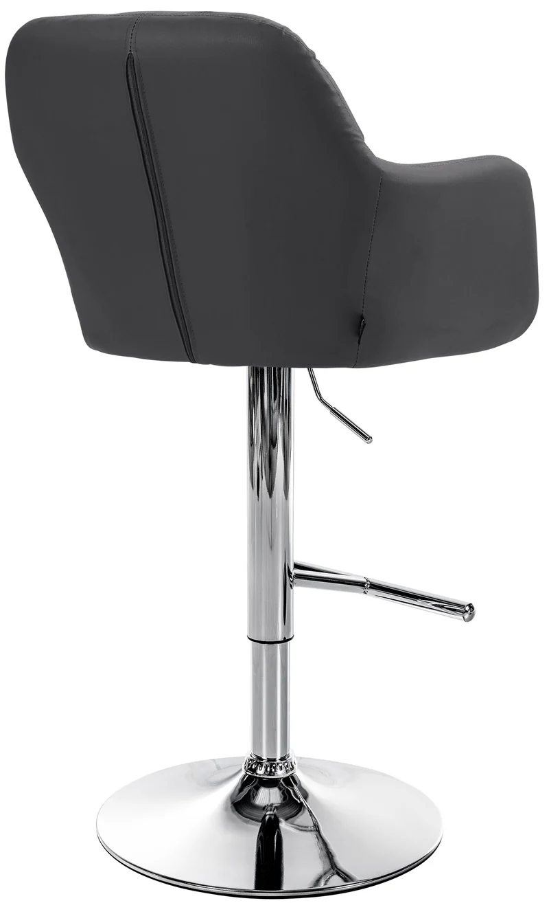 Tabouret de bar chaise haute x1 fonction rotation 360° en PVC noir avec coutures décoratives piètement métal chromé 10_0005254