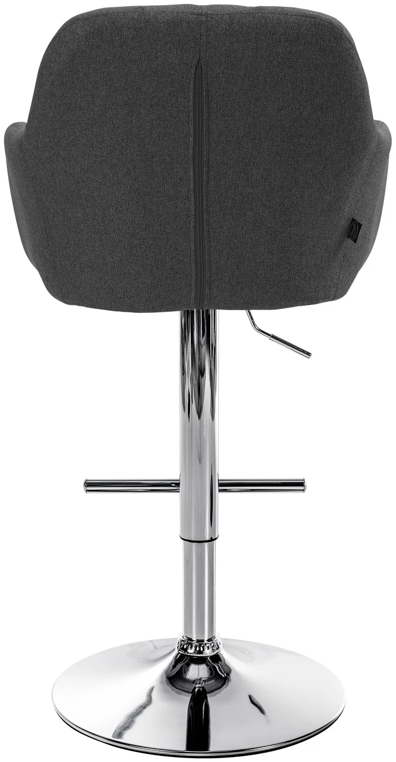 Tabouret de bar chaise haute x1 fonction rotation 360° en tissu gris foncé avec coutures décoratives piètement métal chromé 10_0005274