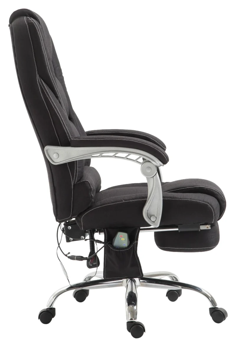 Fauteuil de bureau avec fonction massage et repose-pieds ajustables en tissu noir 10_0002592