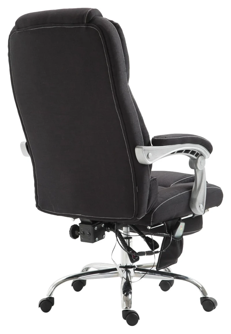 Fauteuil de bureau avec fonction massage et repose-pieds ajustables en tissu noir 10_0002592
