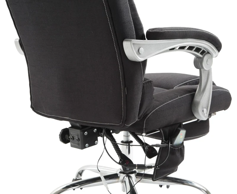 Fauteuil de bureau avec fonction massage et repose-pieds ajustables en tissu noir 10_0002592