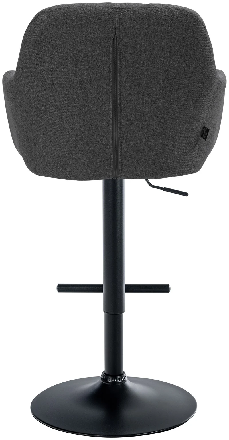 Tabouret de bar chaise haute x1 fonction rotation 360° en tissu gris foncé avec coutures décoratives piètement métal noir 10_0005279