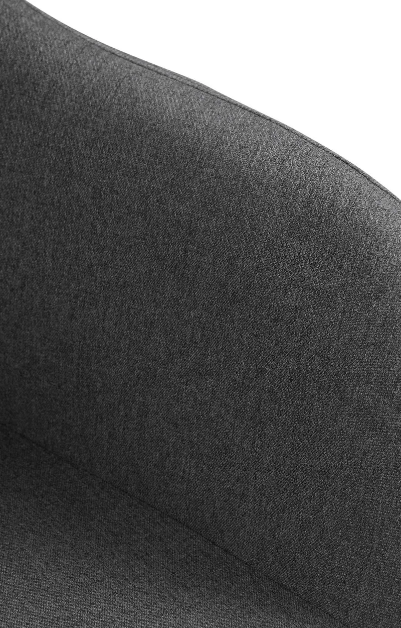 Tabouret de bar chaise haute x1 fonction rotation 360° en tissu gris foncé avec coutures décoratives piètement métal noir 10_0005279
