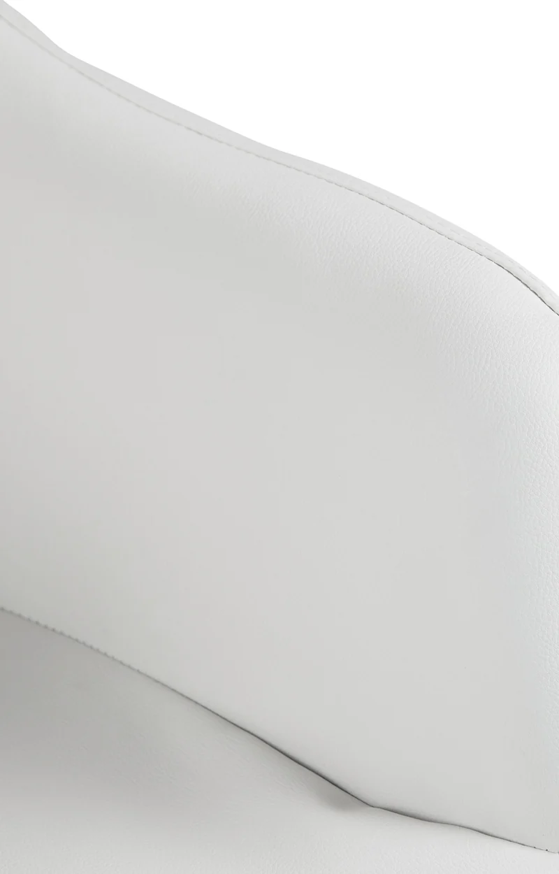 Tabouret de bar chaise haute x1 fonction rotation 360° en PVC blanc avec coutures décoratives piètement métal chromé 10_0005256