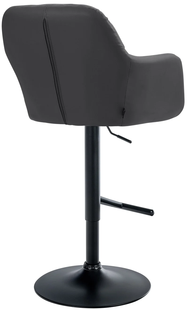 Tabouret de bar chaise haute x1 fonction rotation 360° en PVC noir avec coutures décoratives piètement métal noir 10_0005259