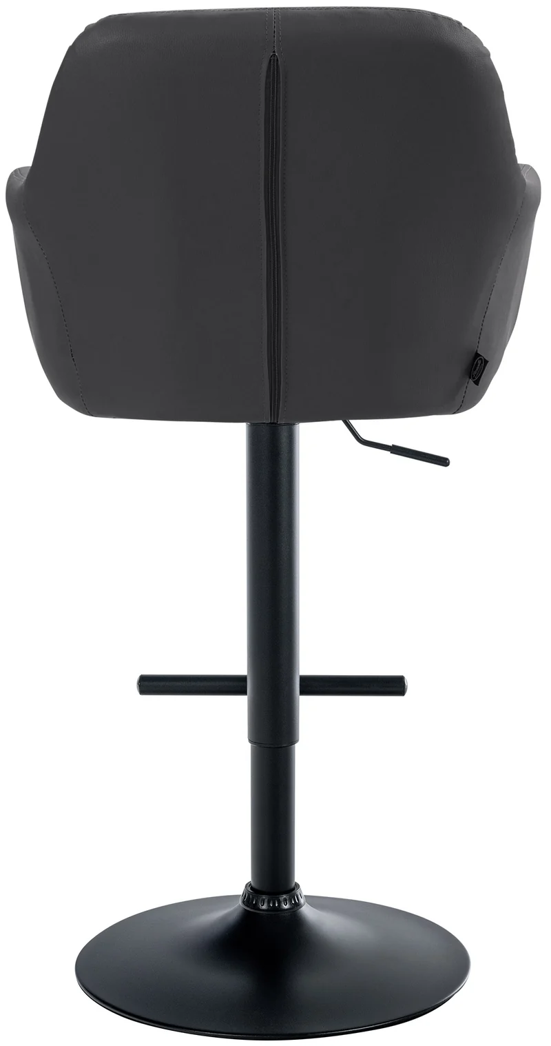 Tabouret de bar chaise haute x1 fonction rotation 360° en PVC noir avec coutures décoratives piètement métal noir 10_0005259