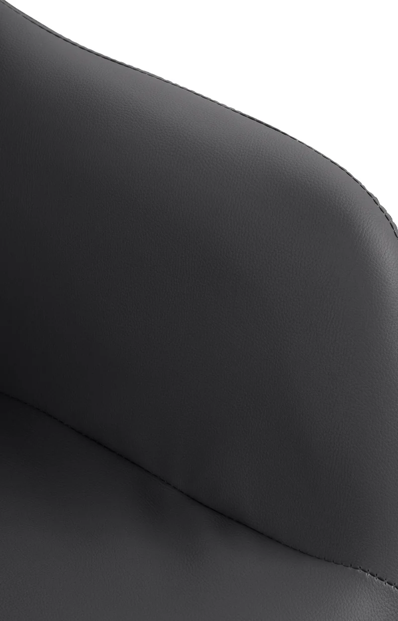 Tabouret de bar chaise haute x1 fonction rotation 360° en PVC noir avec coutures décoratives piètement métal noir 10_0005259