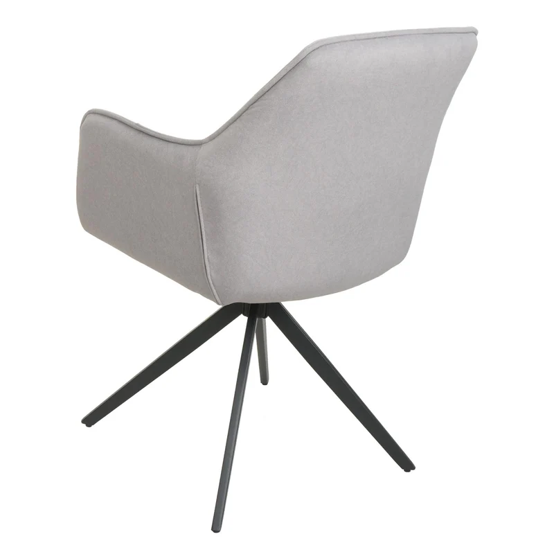 Lot de 2 chaises de salle à manger fauteuils pivotants 180° avec accoudoirs rembourrage épais design moderne tissu gris clair et métal 04_0007375