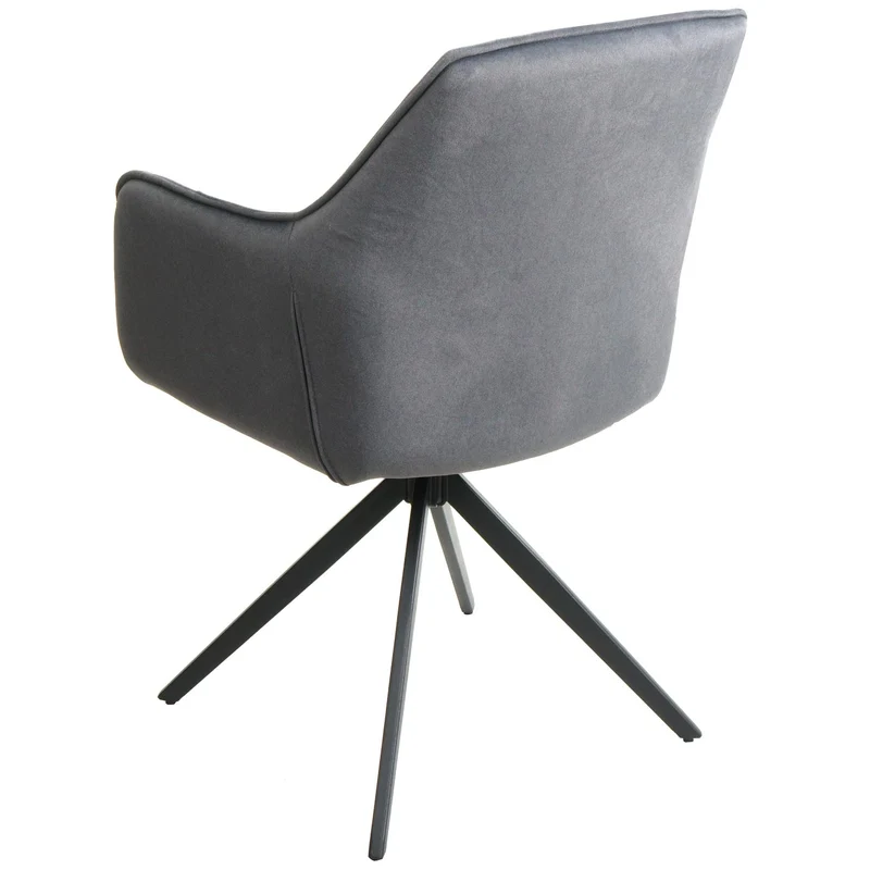 Lot de 2 chaises de salle à manger fauteuils pivotants 180° avec accoudoirs rembourrage épais design moderne tissu anthracite et métal 04_0007373