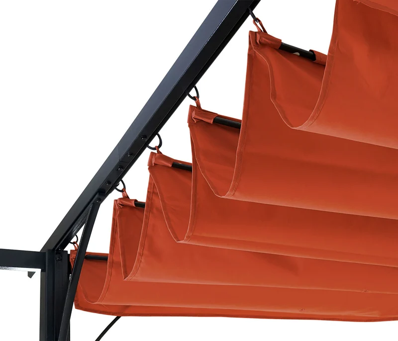 Pergola de jardin avec toit coulissant pavillon 3,5x3,5m couleur terracotta protection UV 50+ 04_0008114