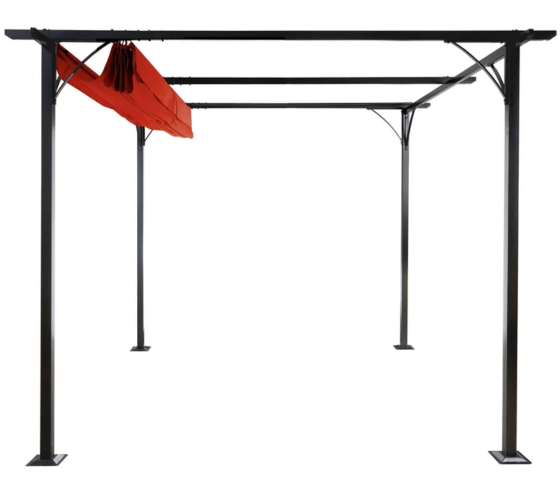Pergola de jardin avec toit coulissant pavillon 3,5x3,5m couleur terracotta protection UV 50+ 04_0008114