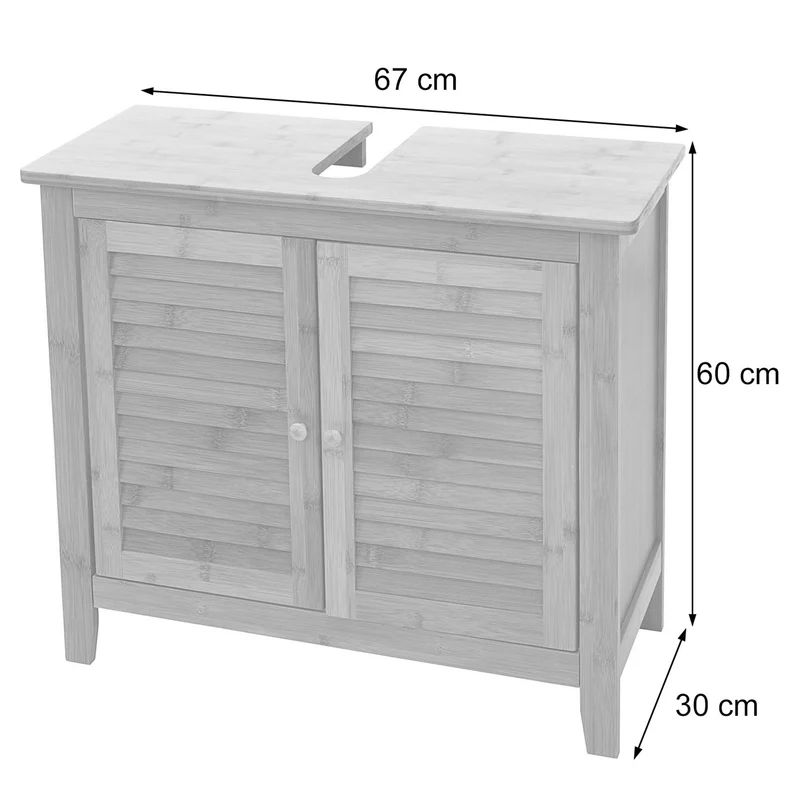 Meuble sous lavabo en bambou design pratique et élégant pour salle de bain 60x67x30cm 04_0001253