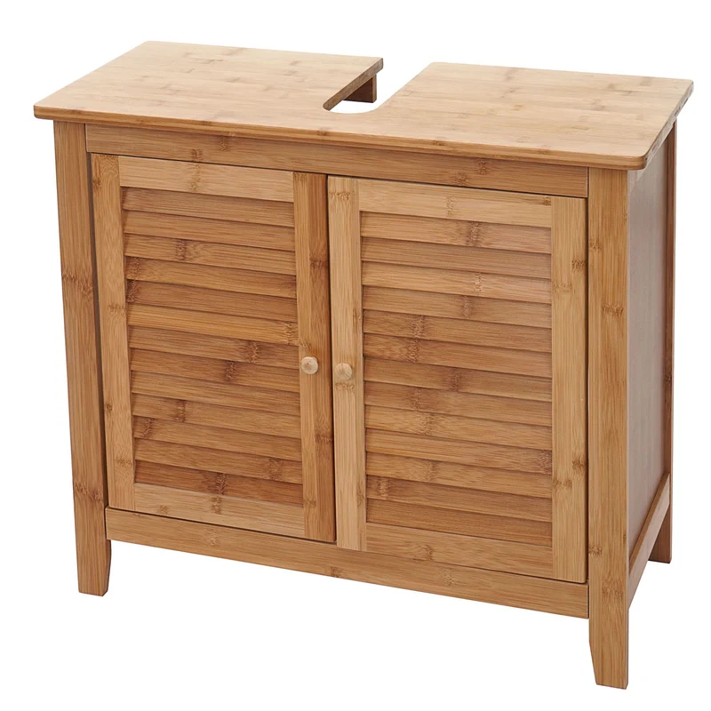 Meuble sous lavabo en bambou design pratique et élégant pour salle de bain 60x67x30cm 04_0001253