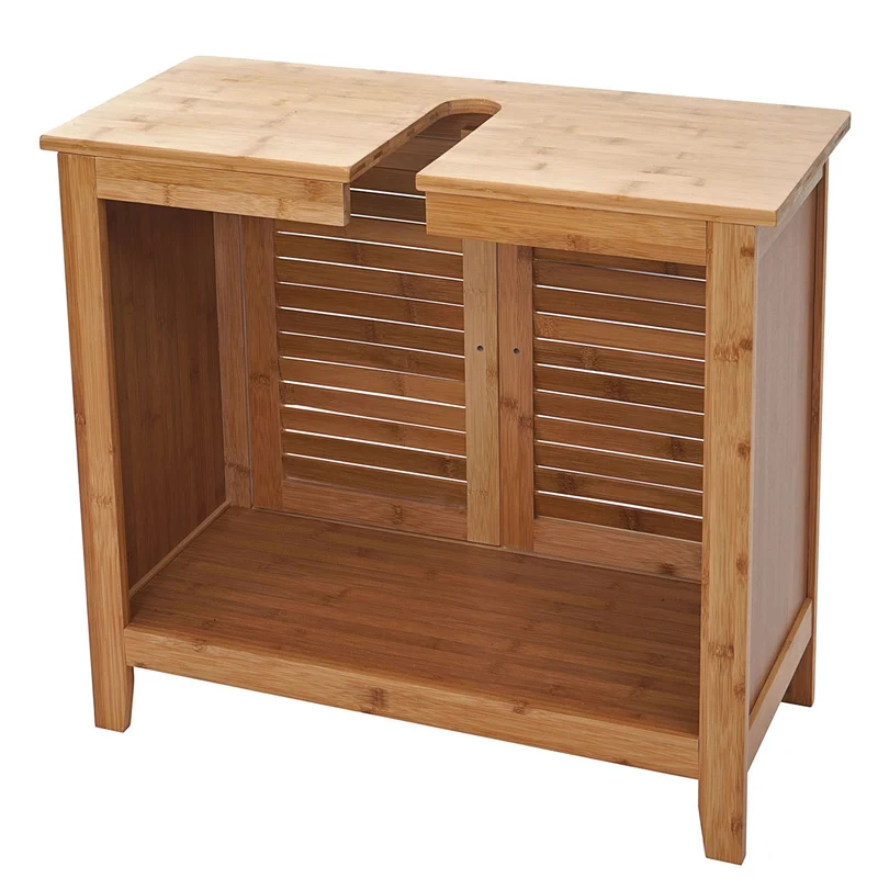 Meuble sous lavabo en bambou design pratique et élégant pour salle de bain 60x67x30cm 04_0001253