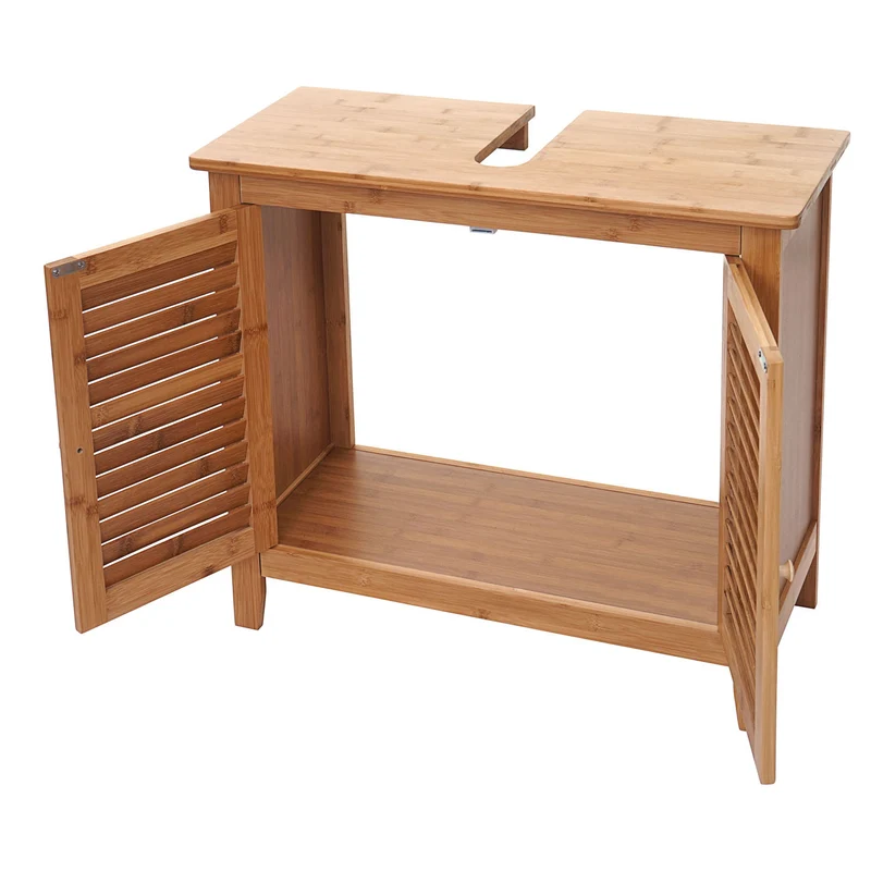 Meuble sous lavabo en bambou design pratique et élégant pour salle de bain 60x67x30cm 04_0001253
