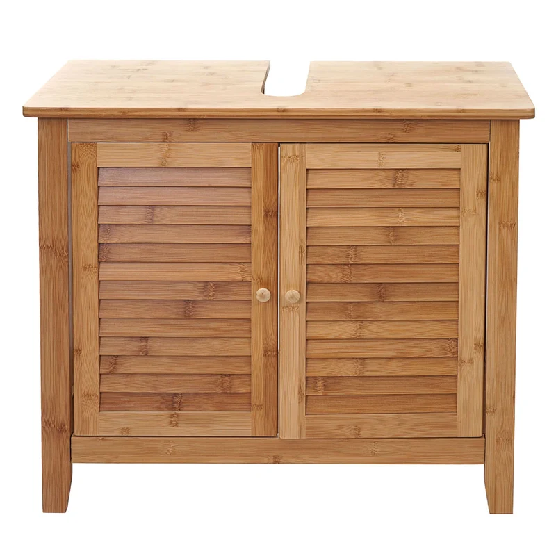Meuble sous lavabo en bambou design pratique et élégant pour salle de bain 60x67x30cm 04_0001253