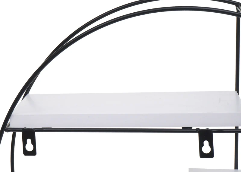Étagère murale 4 niveaux style industriel en bois massif blanc et métal 45 x 45 x 11 cm 04_0008660