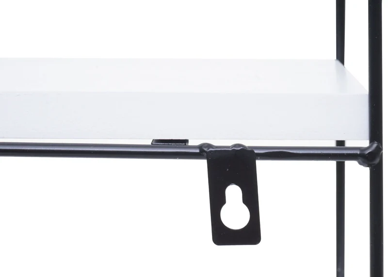 Étagère murale 4 niveaux style industriel en bois massif blanc et métal 45 x 45 x 11 cm 04_0008660