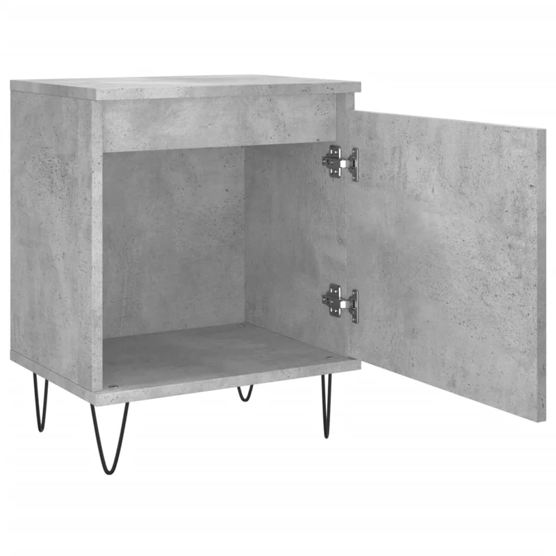 Lot de 2 tables de chevet avec compartiment avec porte 40 x 30 x 50 cm bois d'ingénierie gris et fer DEC035353