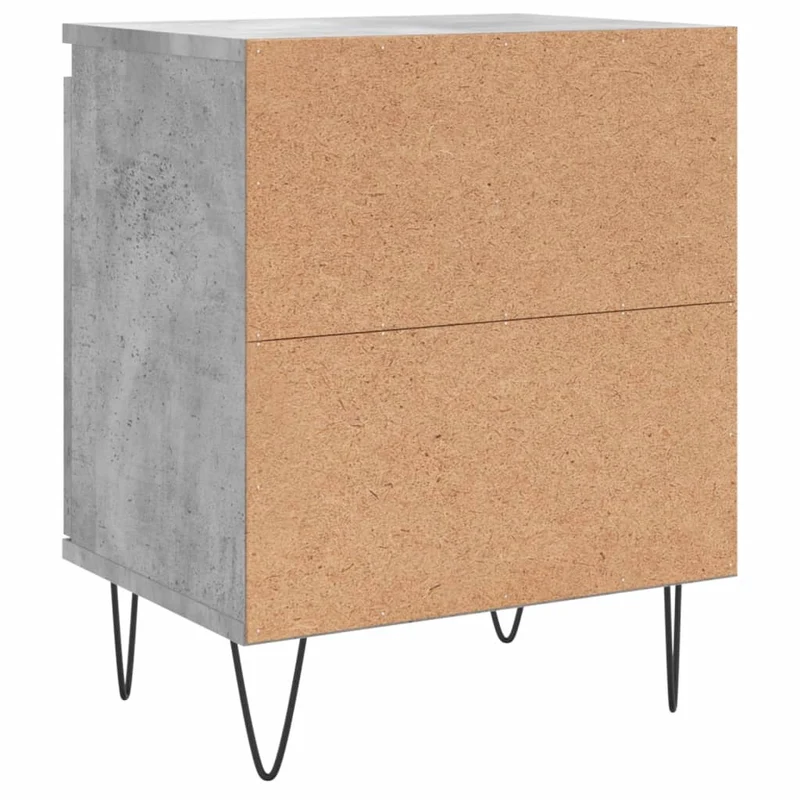 Lot de 2 tables de chevet avec compartiment avec porte 40 x 30 x 50 cm bois d'ingénierie gris et fer DEC035353