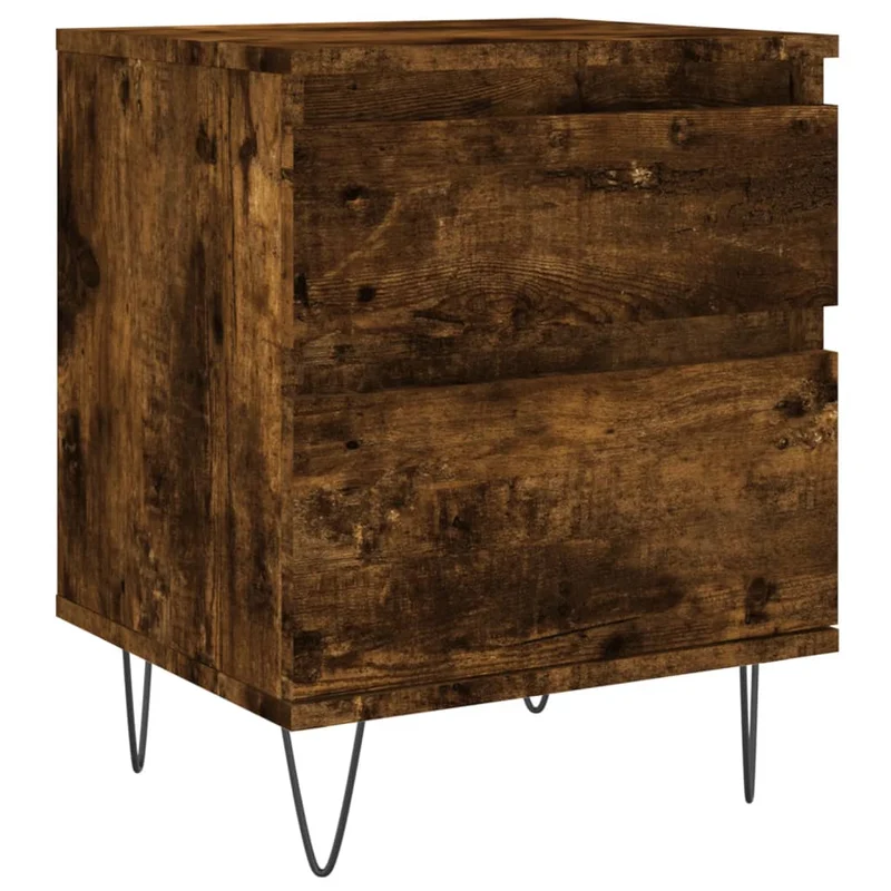 Lot de 2 tables de chevet avec tiroir et compartiment avec porte 40 x 35 x 50 cm bois ingénierie marron et métal DEC035103