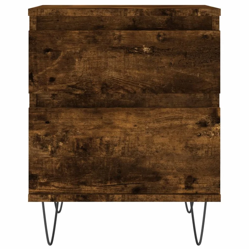 Lot de 2 tables de chevet avec tiroir et compartiment avec porte 40 x 35 x 50 cm bois ingénierie marron et métal DEC035103