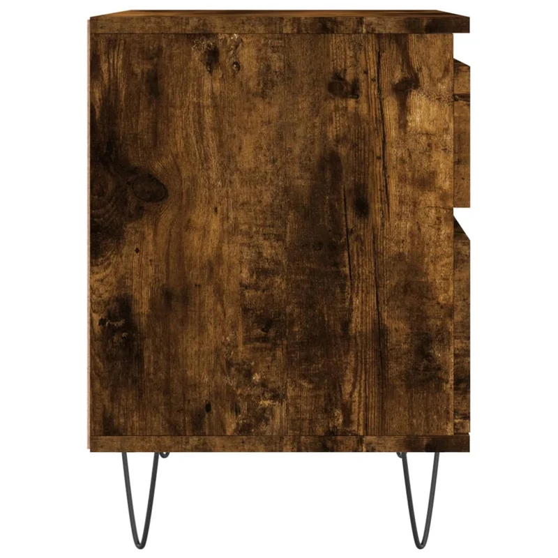 Lot de 2 tables de chevet avec tiroir et compartiment avec porte 40 x 35 x 50 cm bois ingénierie marron et métal DEC035103
