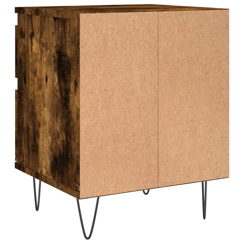 Lot de 2 tables de chevet avec tiroir et compartiment avec porte 40 x 35 x 50 cm bois ingénierie marron et métal DEC035103