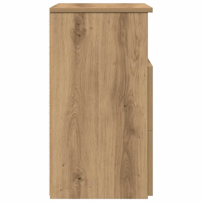Lot de 2 tables de chevet avec deux tiroirs et compartiment ouvert 50 x 32 x 60 cm bois d'ingénierie couleur chêne DEC035054