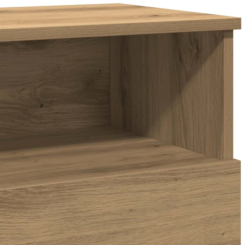 Lot de 2 tables de chevet avec deux tiroirs et compartiment ouvert 50 x 32 x 60 cm bois d'ingénierie couleur chêne DEC035054