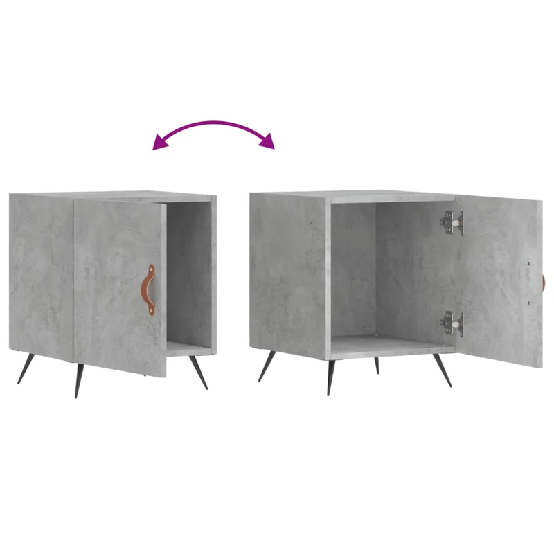 Lot de 2 tables de chevet avec compartiment avec porte 40 x 40 x 50 cm bois d’ingénierie gris DEC035391