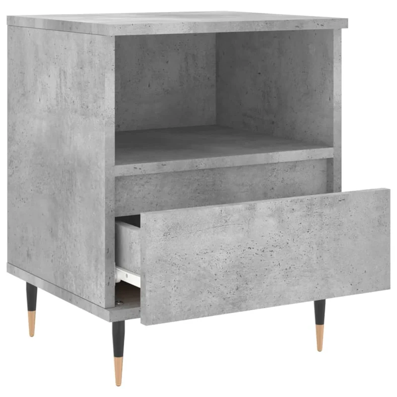 Lot de 2 tables de chevet avec tiroir et compartiment ouvert 40 x 35 x 50 cm bois d’ingénierie gris DEC035375