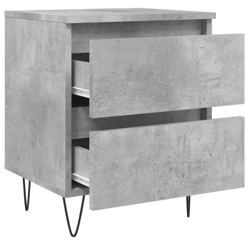Lot de 2 tables de chevet avec deux tiroirs 40 x 35 x 50 cm bois d’ingénierie gris DEC035370