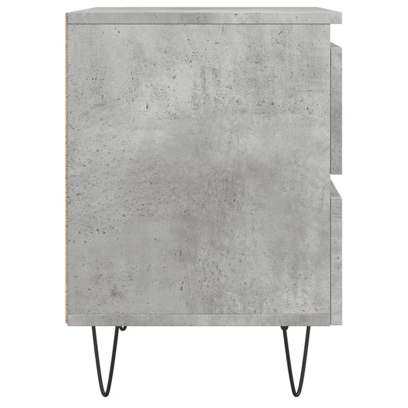 Lot de 2 tables de chevet avec deux tiroirs 40 x 35 x 50 cm bois d’ingénierie gris DEC035370