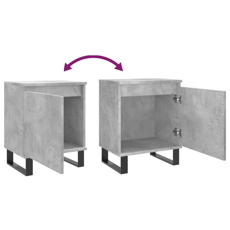 Lot de deux tables de chevet avec compartiment avec porte 40 x 30 x 50 cm bois d'ingénierie gris DEC035356