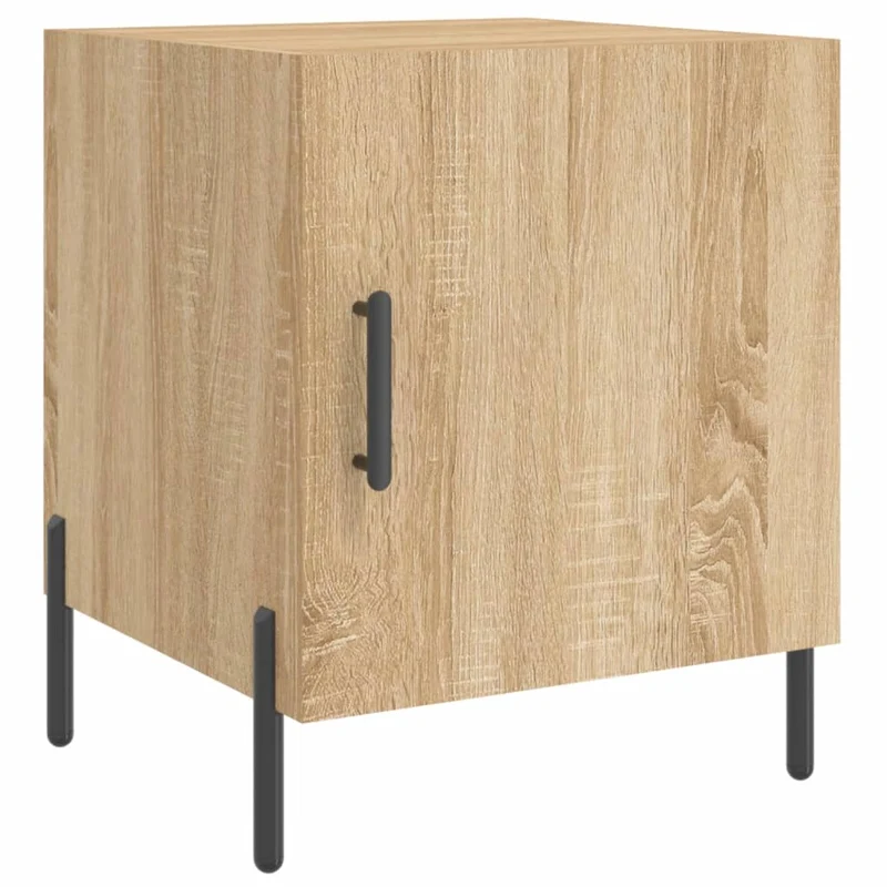 Lot de 2 tables de chevet avec compartiment avec porte 40 x 40 x 50 cm bois ingénierie couleur chêne et fer DEC035274
