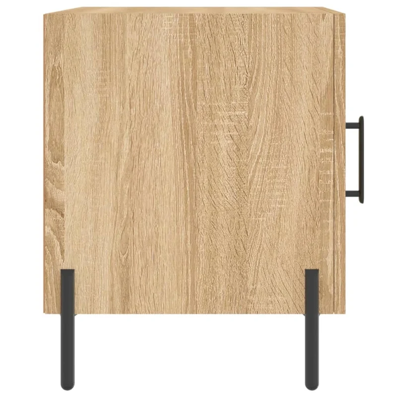 Lot de 2 tables de chevet avec compartiment avec porte 40 x 40 x 50 cm bois ingénierie couleur chêne et fer DEC035274