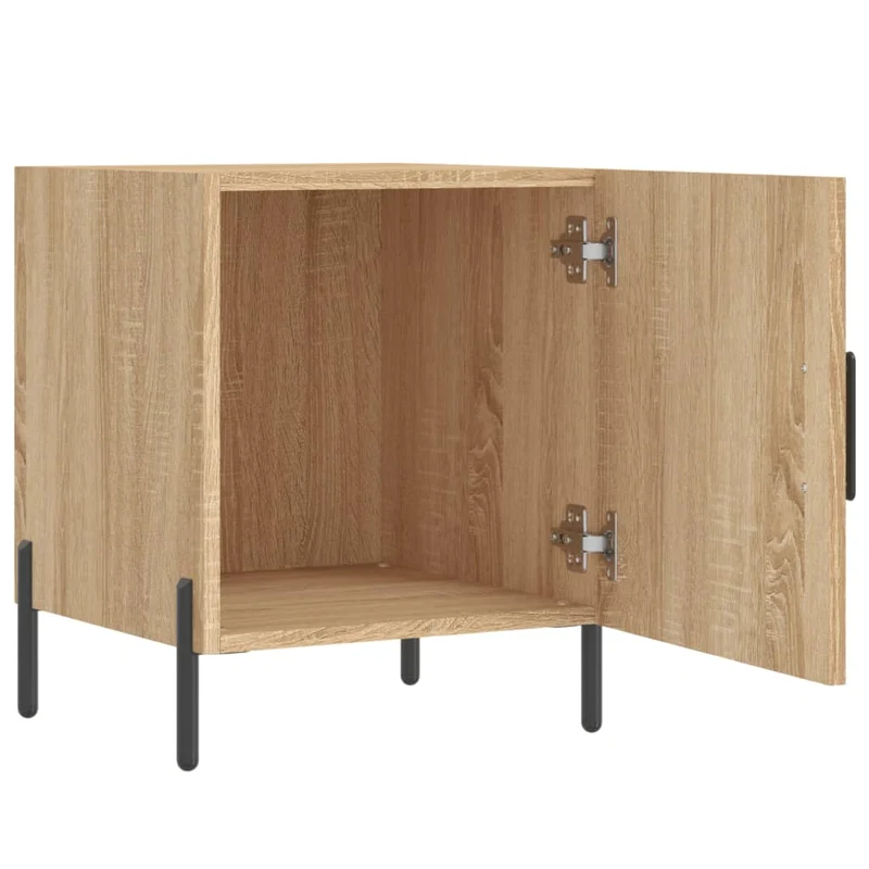Lot de 2 tables de chevet avec compartiment avec porte 40 x 40 x 50 cm bois ingénierie couleur chêne et fer DEC035274