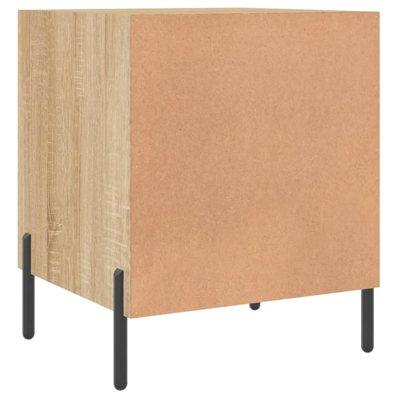 Lot de 2 tables de chevet avec compartiment avec porte 40 x 40 x 50 cm bois ingénierie couleur chêne et fer DEC035274