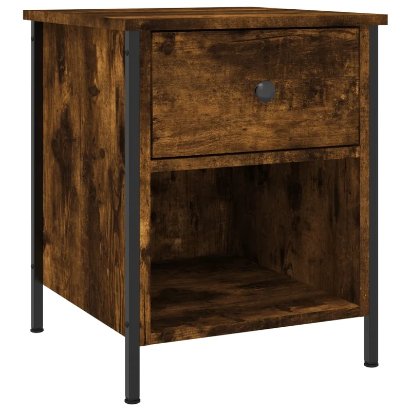 Lot de 2 tables de chevet avec tiroir et compartiment ouvert 40 x 42 x 50 cm bois ingénierie marron DEC035130