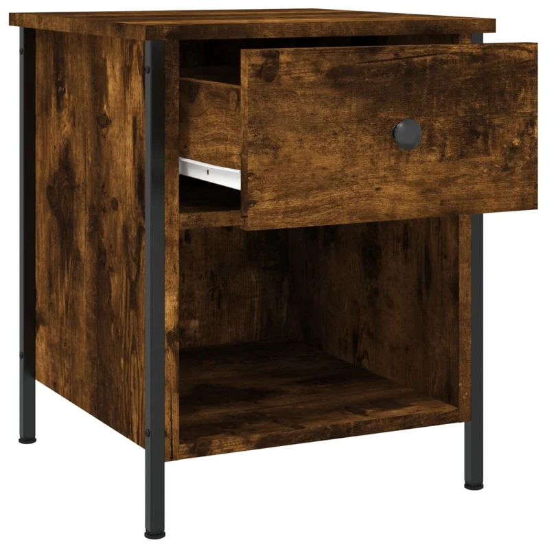 Lot de 2 tables de chevet avec tiroir et compartiment ouvert 40 x 42 x 50 cm bois ingénierie marron DEC035130