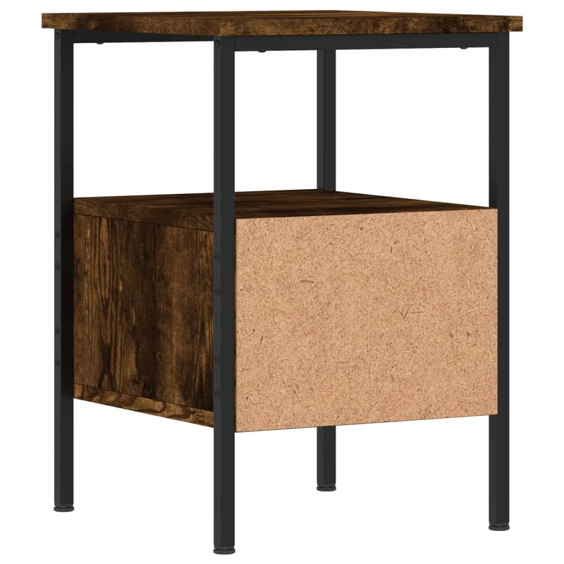 Lot de 2 tables de chevet avec tiroir et étagère 34 x 36 x 50 cm bois ingénierie marron et fer DEC035064