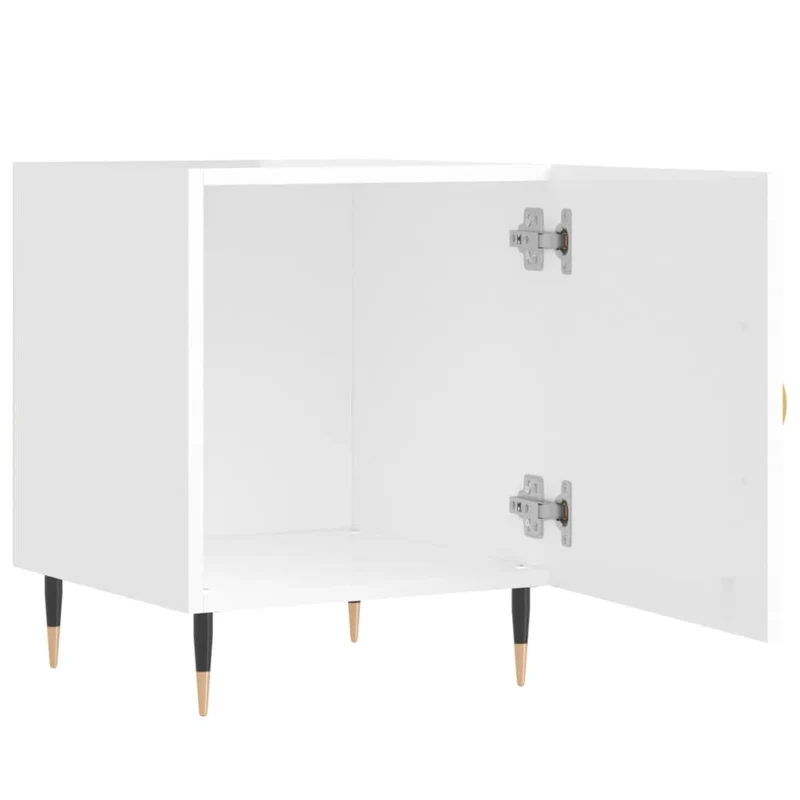Lot de 2 tables de chevet avec compartiment avec porte 40 x 40 x 50 cm bois d'ingénierie blanc DEC035025