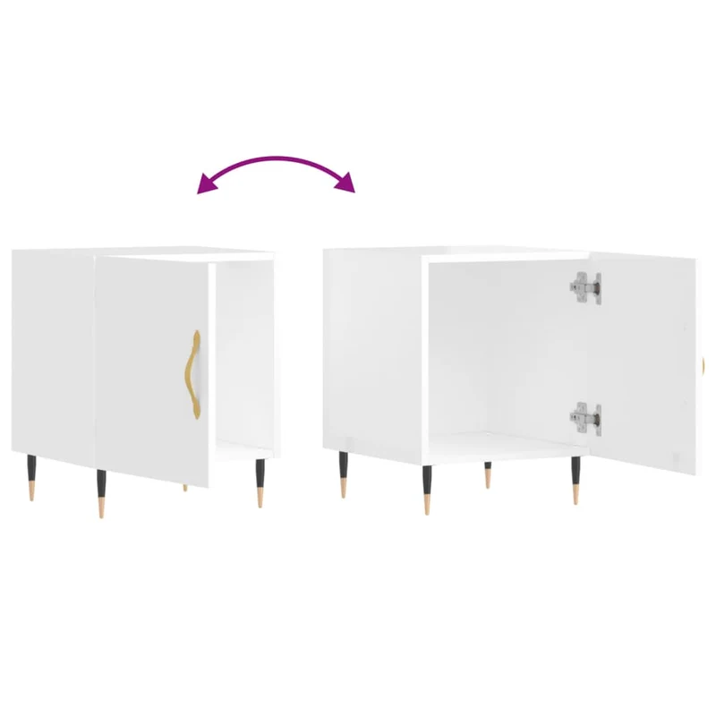 Lot de 2 tables de chevet avec compartiment avec porte 40 x 40 x 50 cm bois d'ingénierie blanc DEC035025